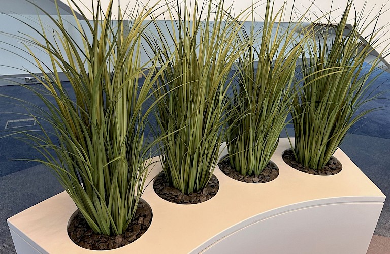 Faux grass for reception feature - Fire retardant artificial grasses for an office atrium