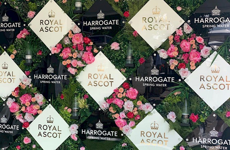 Artificial flower selfie wall - Harrogate Spring Water at Royal Ascot